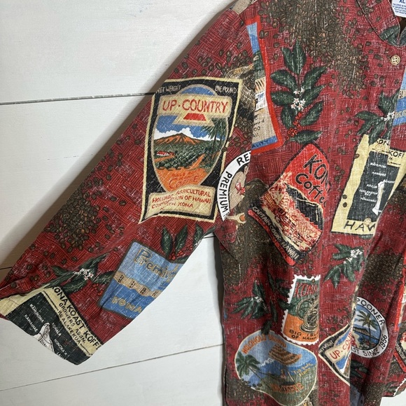 Vintage Reyn Spooner Kona Coffee Hawaii Reverse Print Hawaiian Shirt Mens XL - Picture 2 of 7